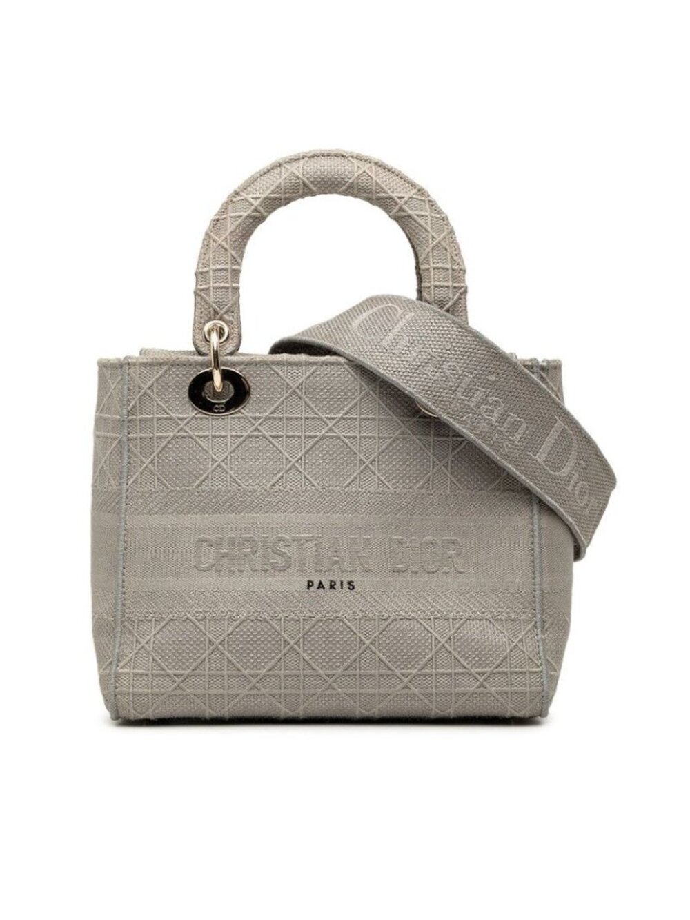Dior Cannage Lady Delight Shoulder Bag Gray Canvas